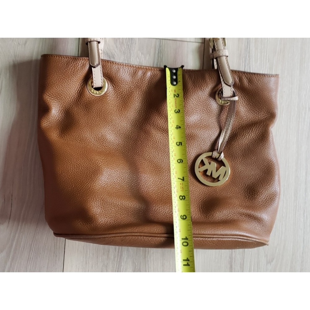 Michael Kors Jet Set Tote Medium Brown Leather Pebbled Shoulder Laptop Work Bag - Picture 7 of 8